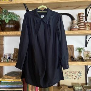 Armani Collezioni black silk drape neck longline tunic top